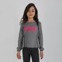 T-SHIRT FILLE CÔTELÉ MANCHES LONGUES FRONCÉ SUR LE CÔTÉ CHIC