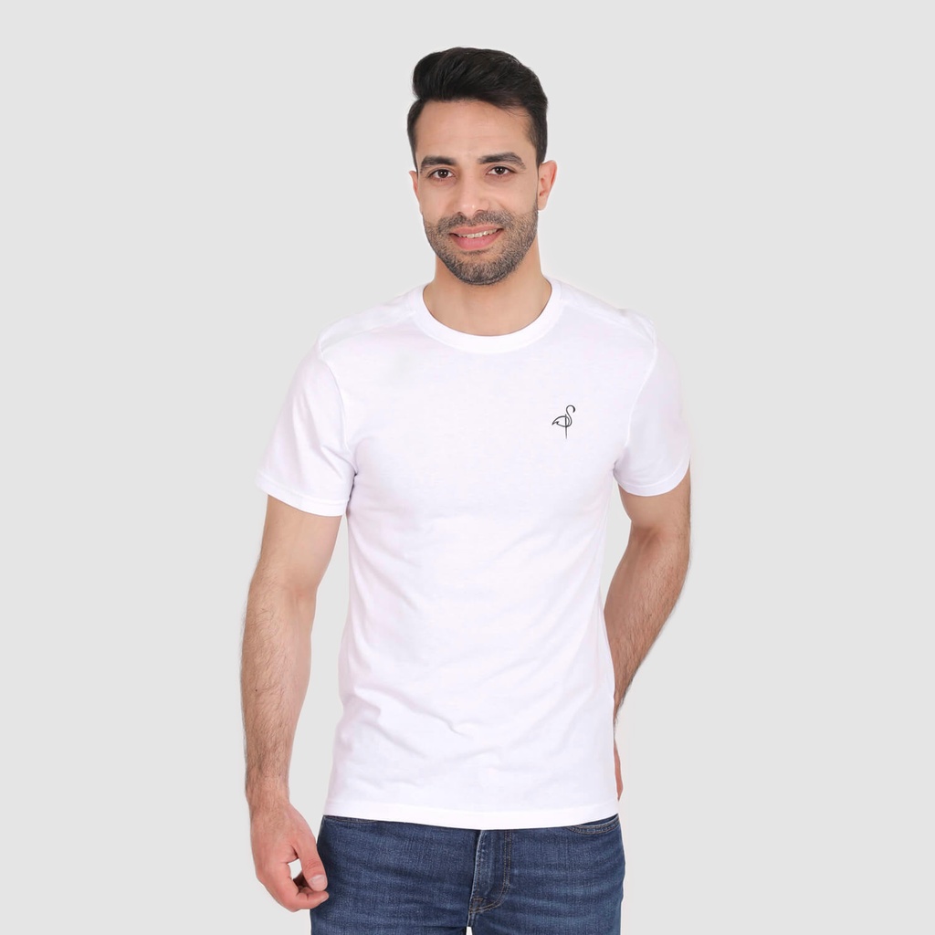 T-SHIRT HOMME MANCHES COURTES AVEC EPAULETTE FLAMANT ROSE