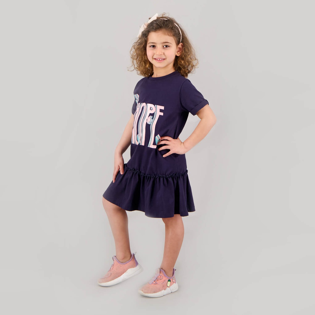 Robe fille manches courtes avec volant HOPE