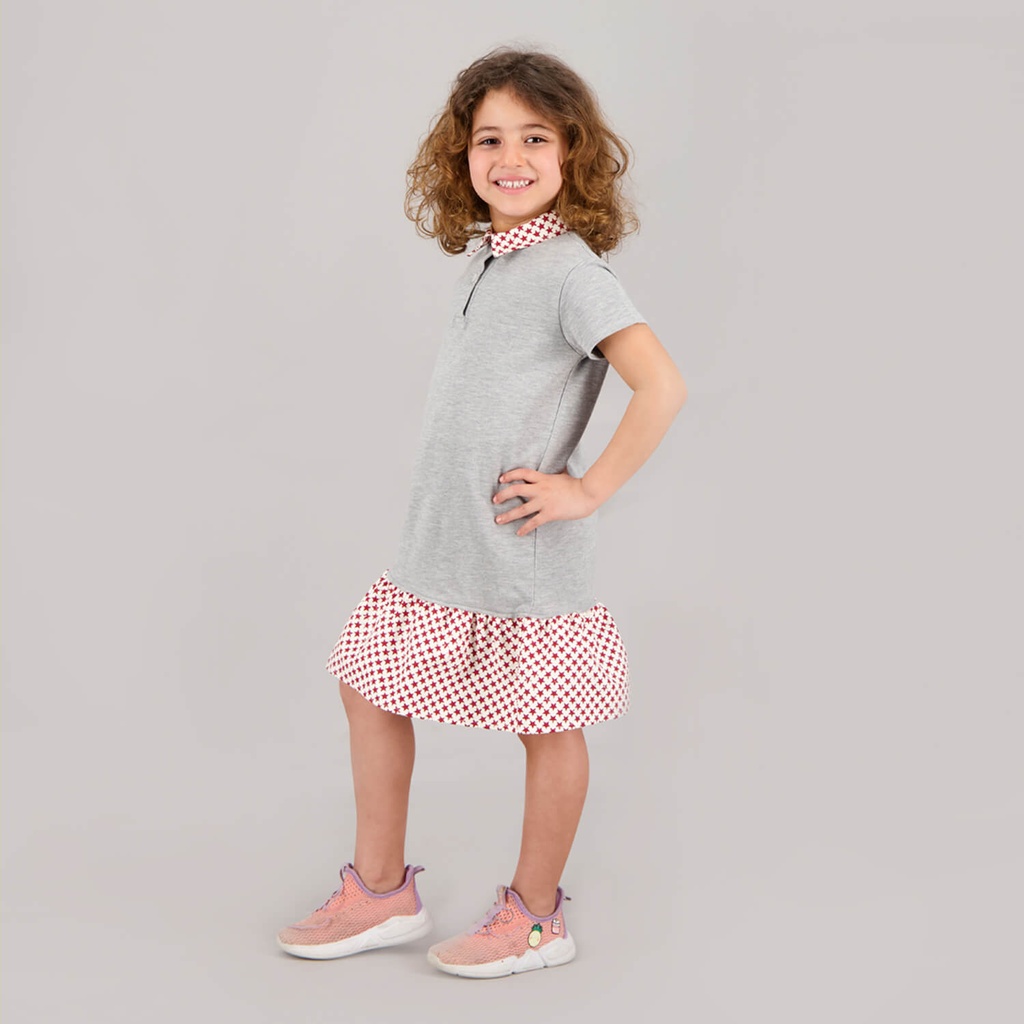 Robe polo fille manches courtes avec volant