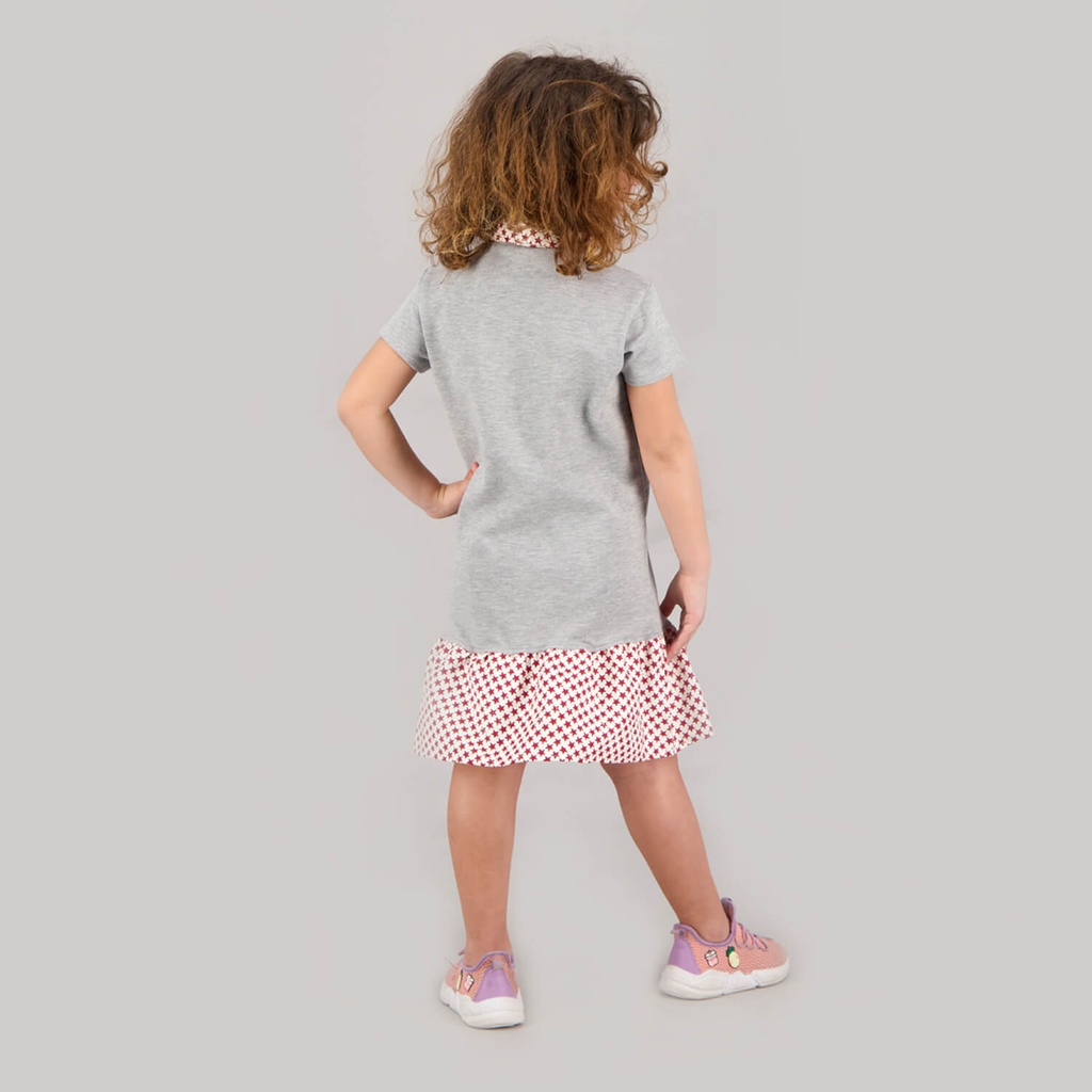 Robe polo fille manches courtes avec volant