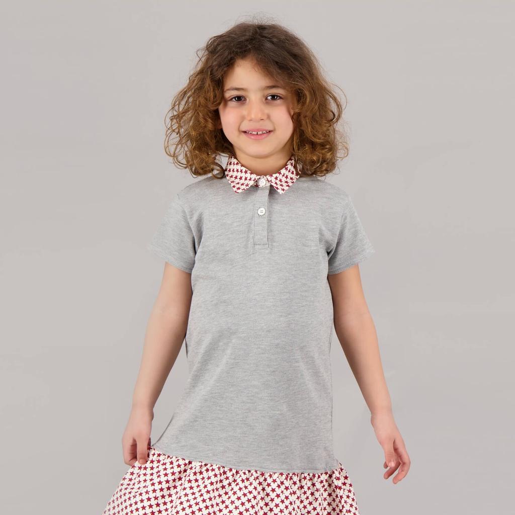 Robe polo fille manches courtes avec volant