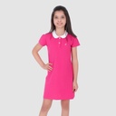 Robe polo fille manches courtes col claudine contrasté