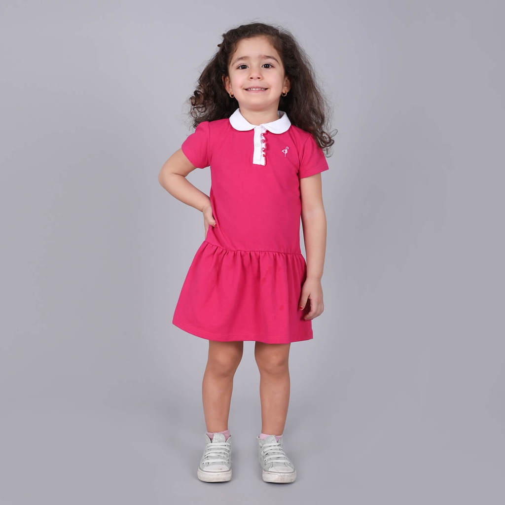 Robe bébé polo manches courtes avec volant et broderie