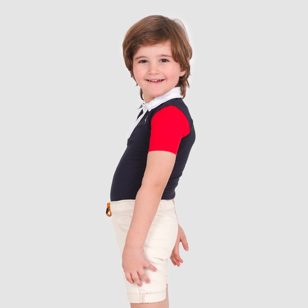 Polo bébé body manches courtes et contrastées avec patch