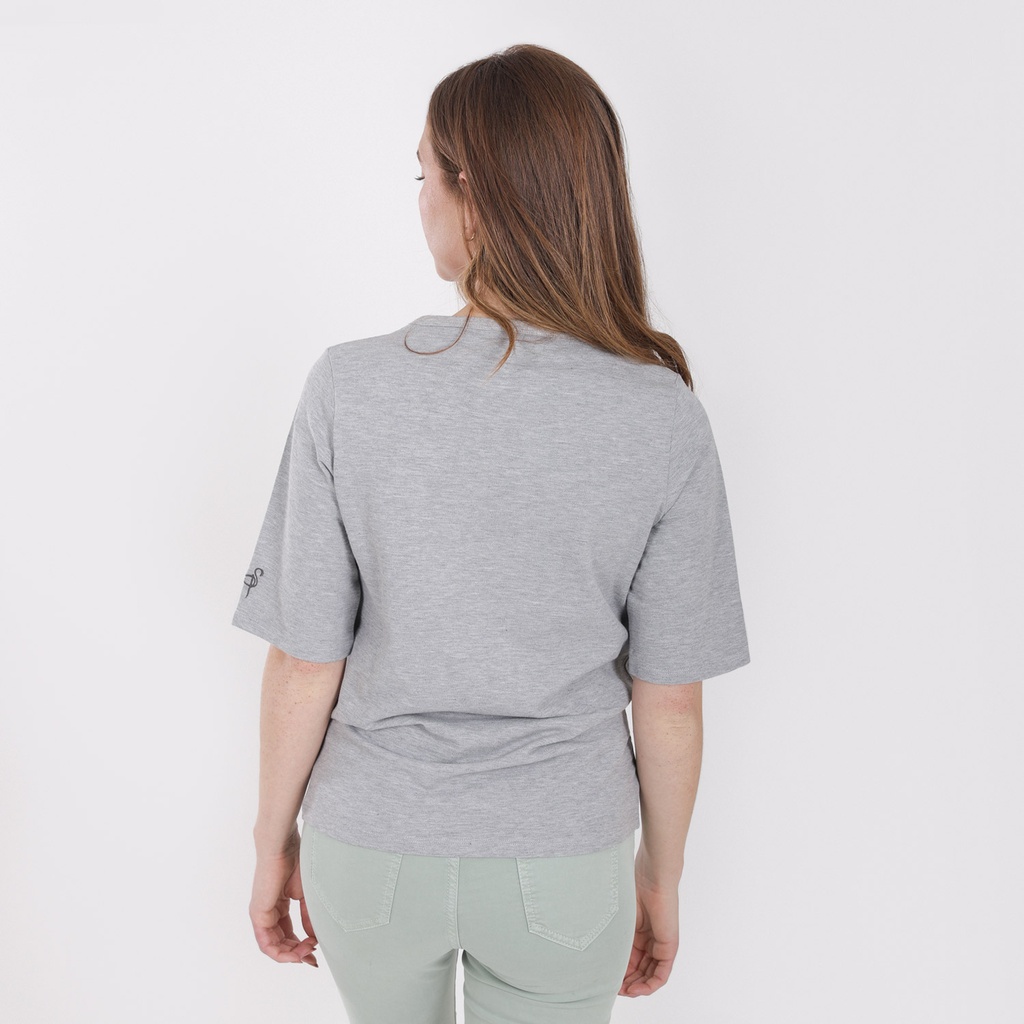 T-shirt femme manches courtes en piqué avec broderie
