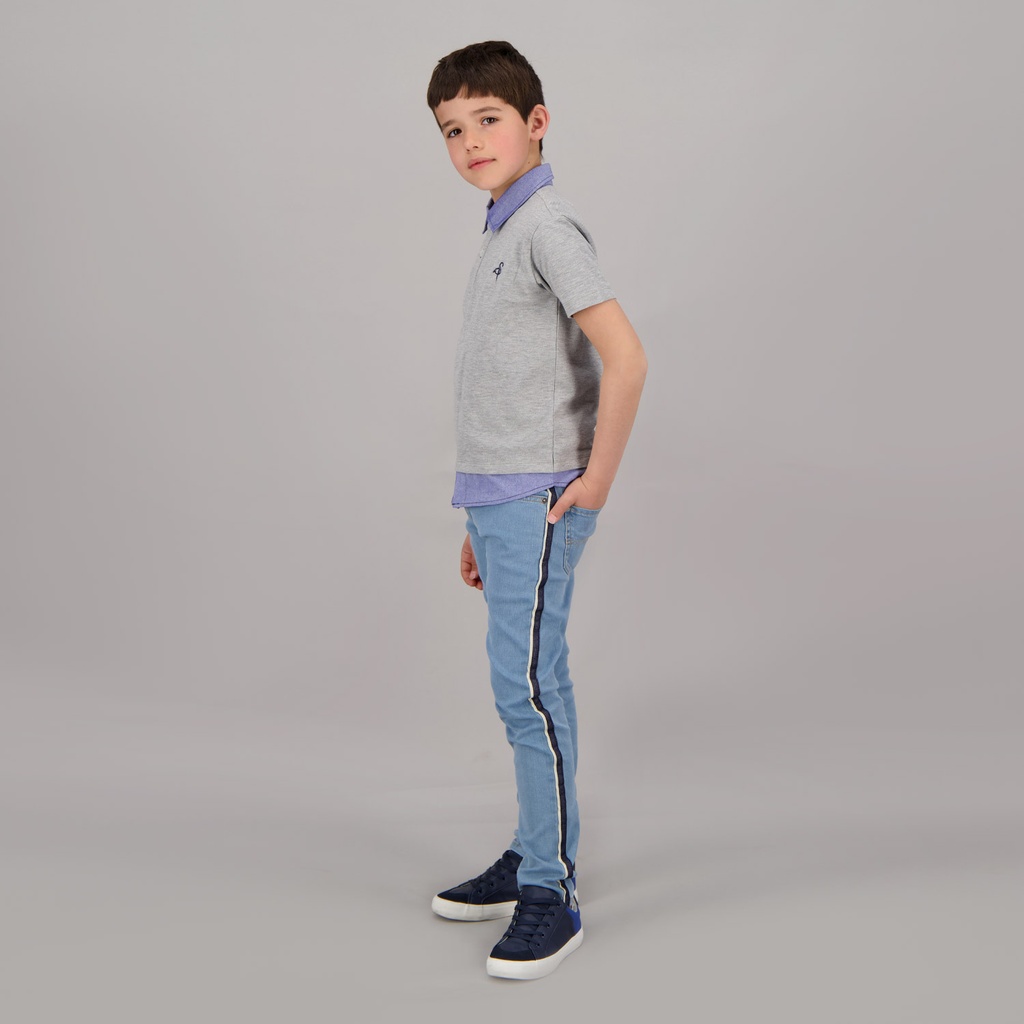 Jeans skinny garçon avec bande coté