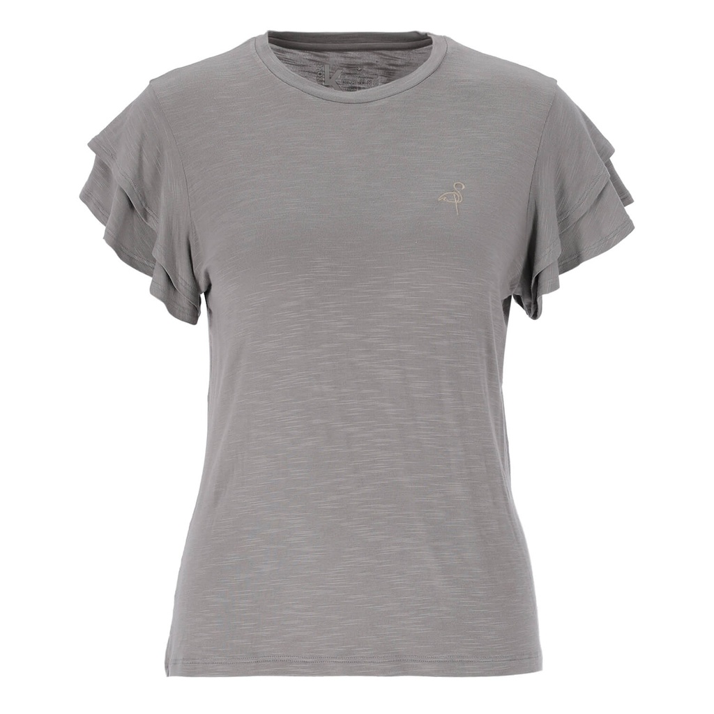 T-shirt femme manches courtes avec volant et broderie