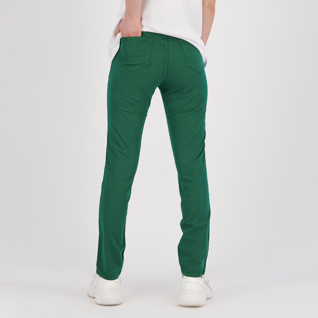 Pantalon slim femme taille haute avec bande cote