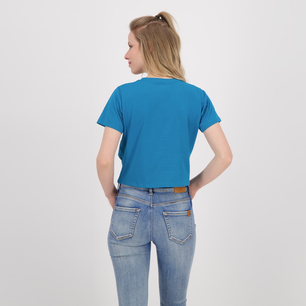 T-shirt femme crop top nouée avec broderie