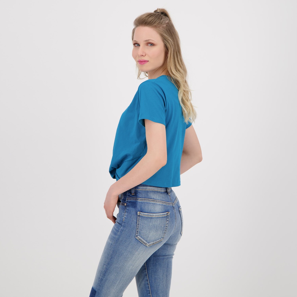 T-shirt femme crop top nouée avec broderie