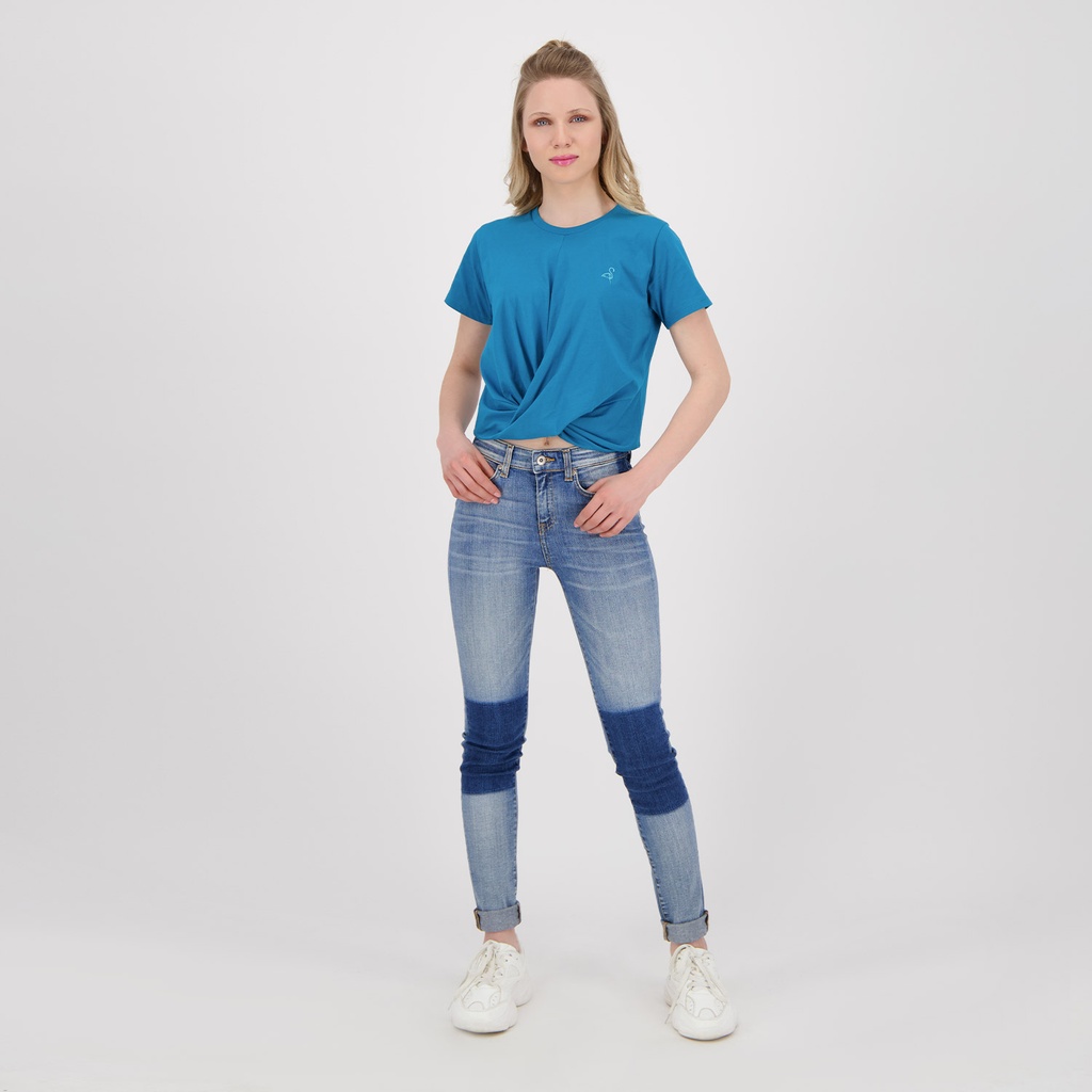 T-shirt femme crop top nouée avec broderie