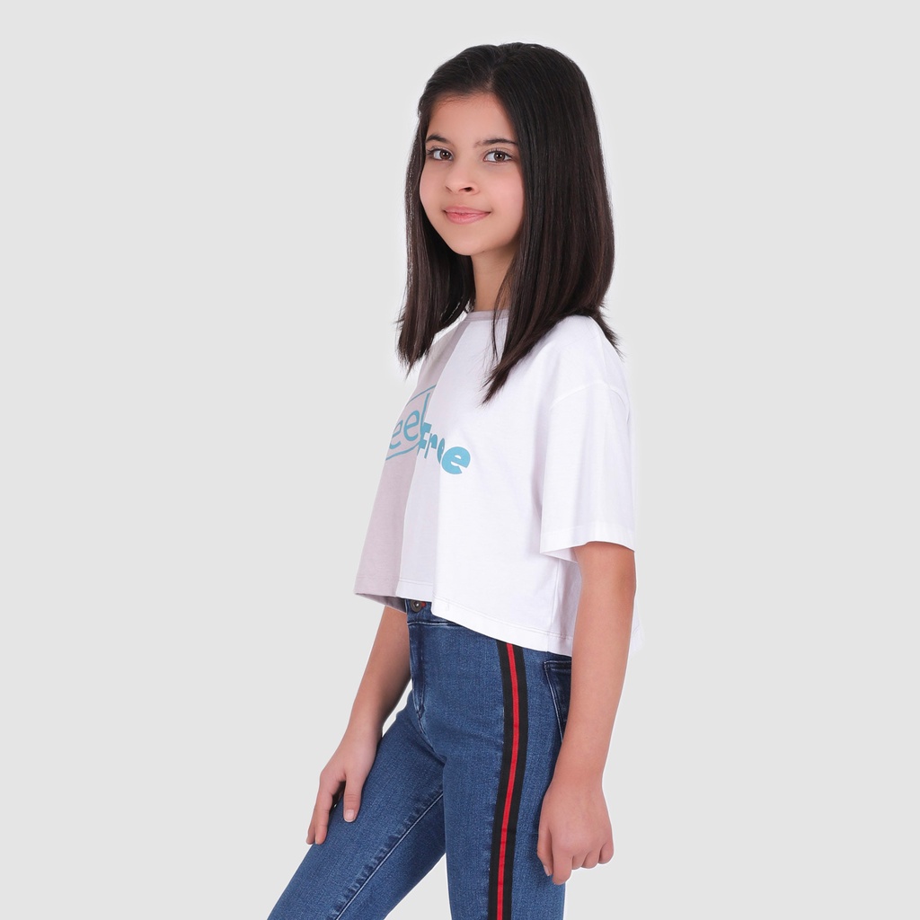 T-shirt fille crop bi-couleur FEEL FREE