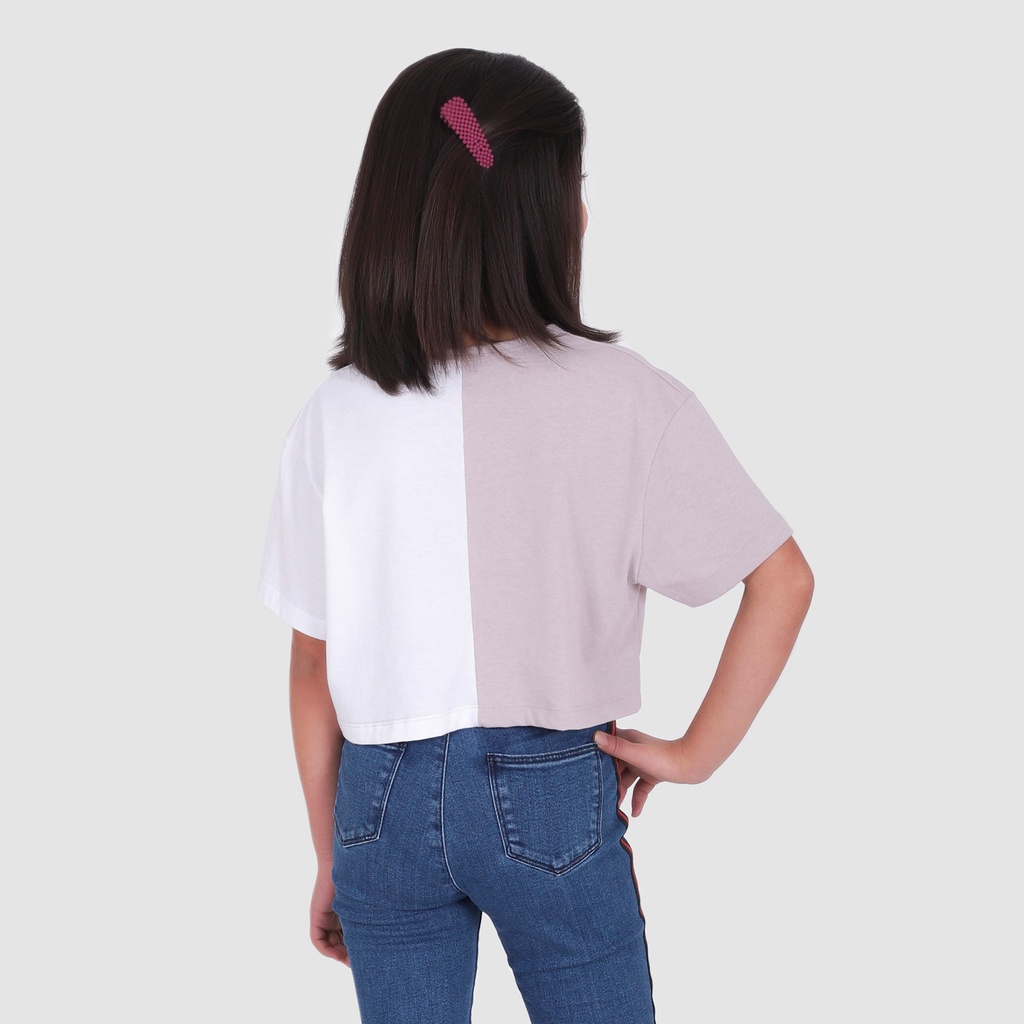 T-shirt fille crop bi-couleur FEEL FREE