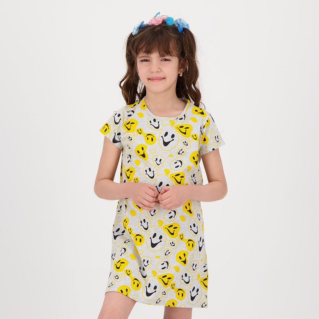 Robe de pyjama fille imprimé smiley