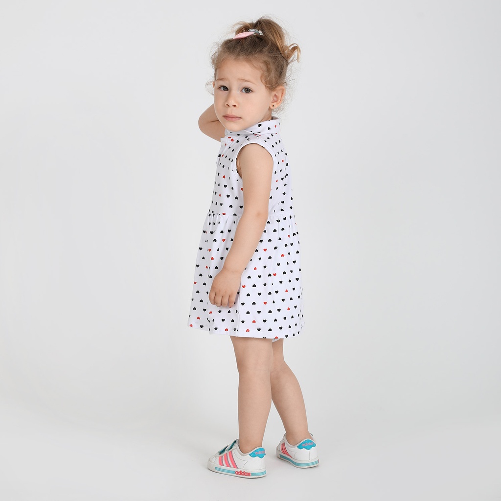 Robe polo bébé col claudine imprimé coeur