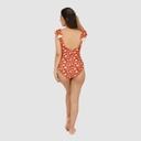 Maillot de bain femme avec volant imprimé retro earth