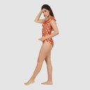 Maillot de bain femme avec volant imprimé retro earth