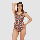 Maillot de bain femme avec volant imprimé retro