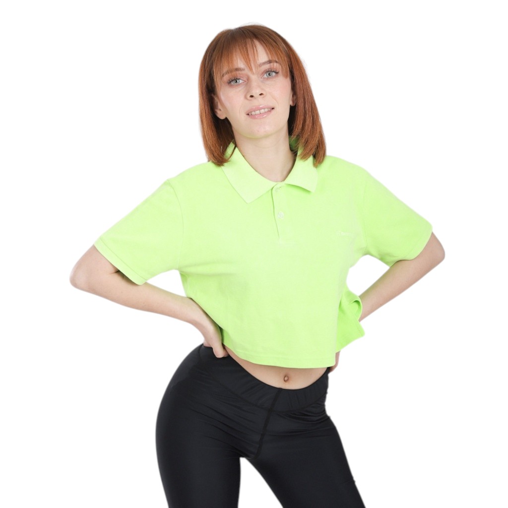 Polo crop femme fluo