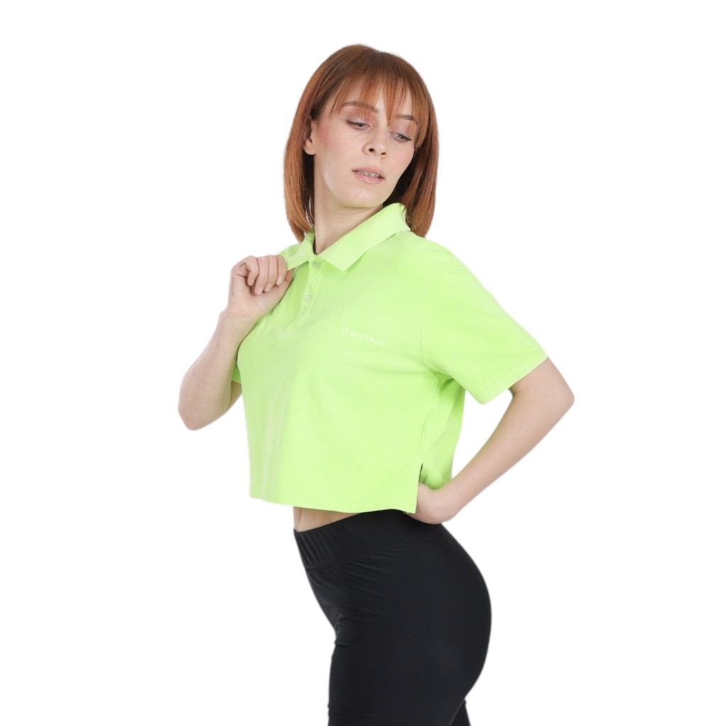 Polo crop femme fluo