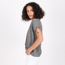 T-shirt femme col V manches courtes en lin