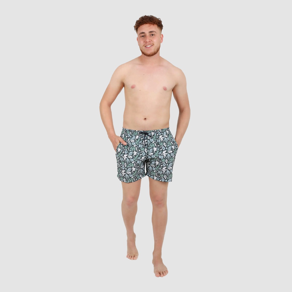 Short de bain homme court imprimé illustration feuille