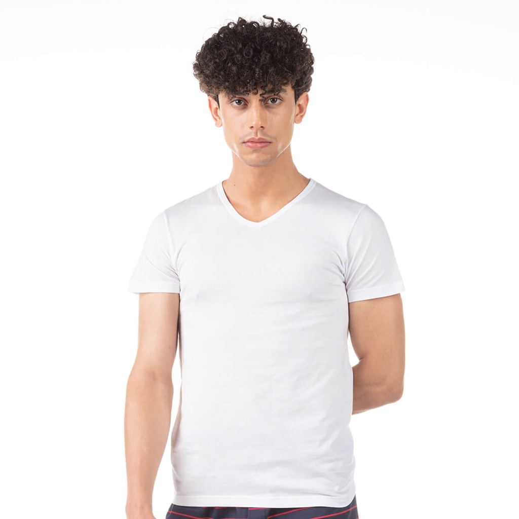 T-shirt homme col V en coton pur