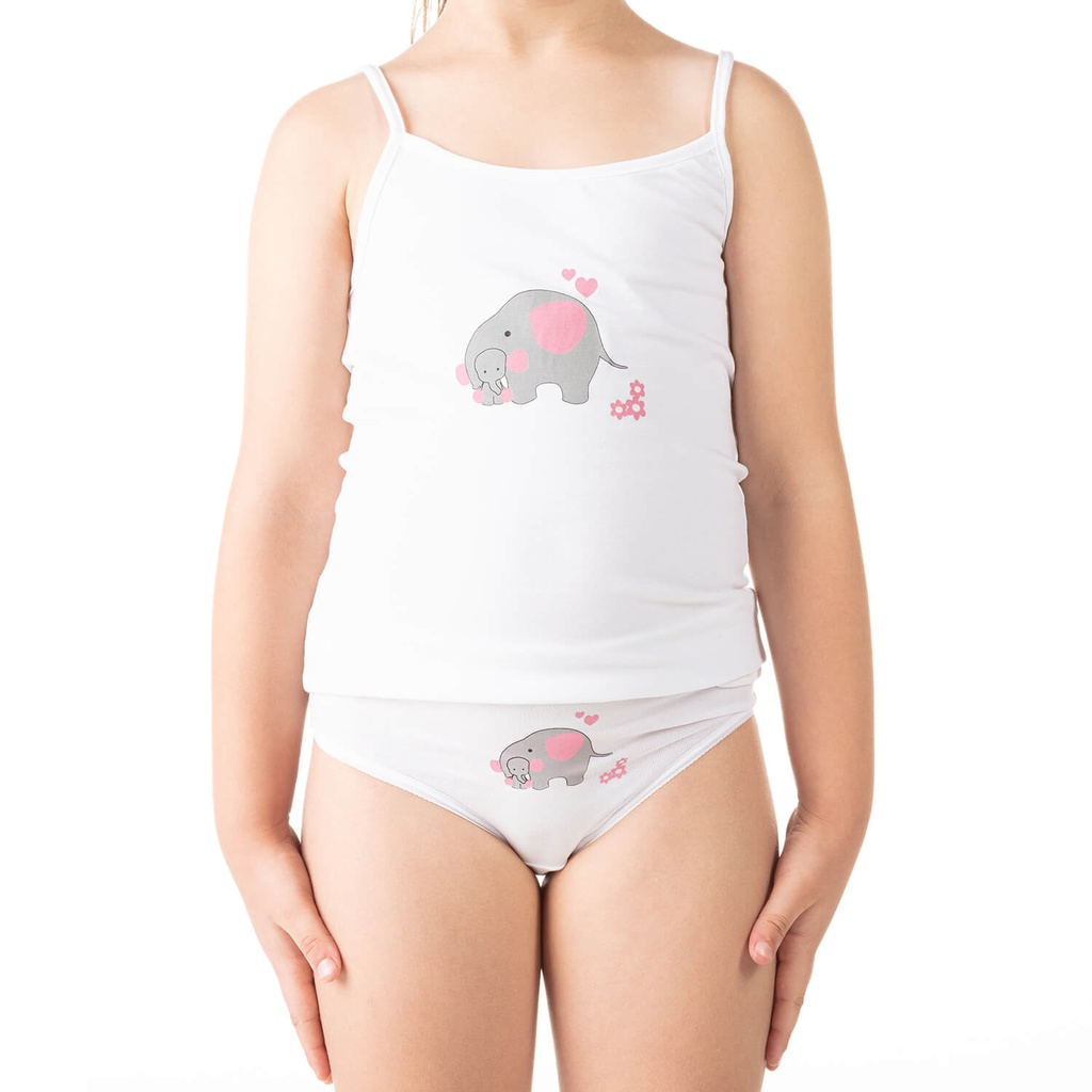 Slip fille éléphant en coton stretch