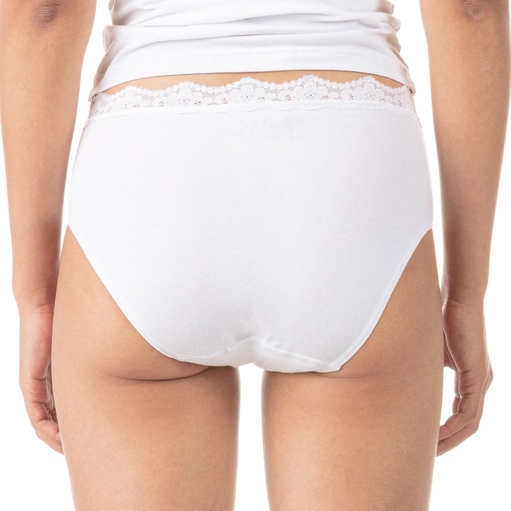 Lot de 2 slips taille mi-haute femme bords dentelle et coton stretch