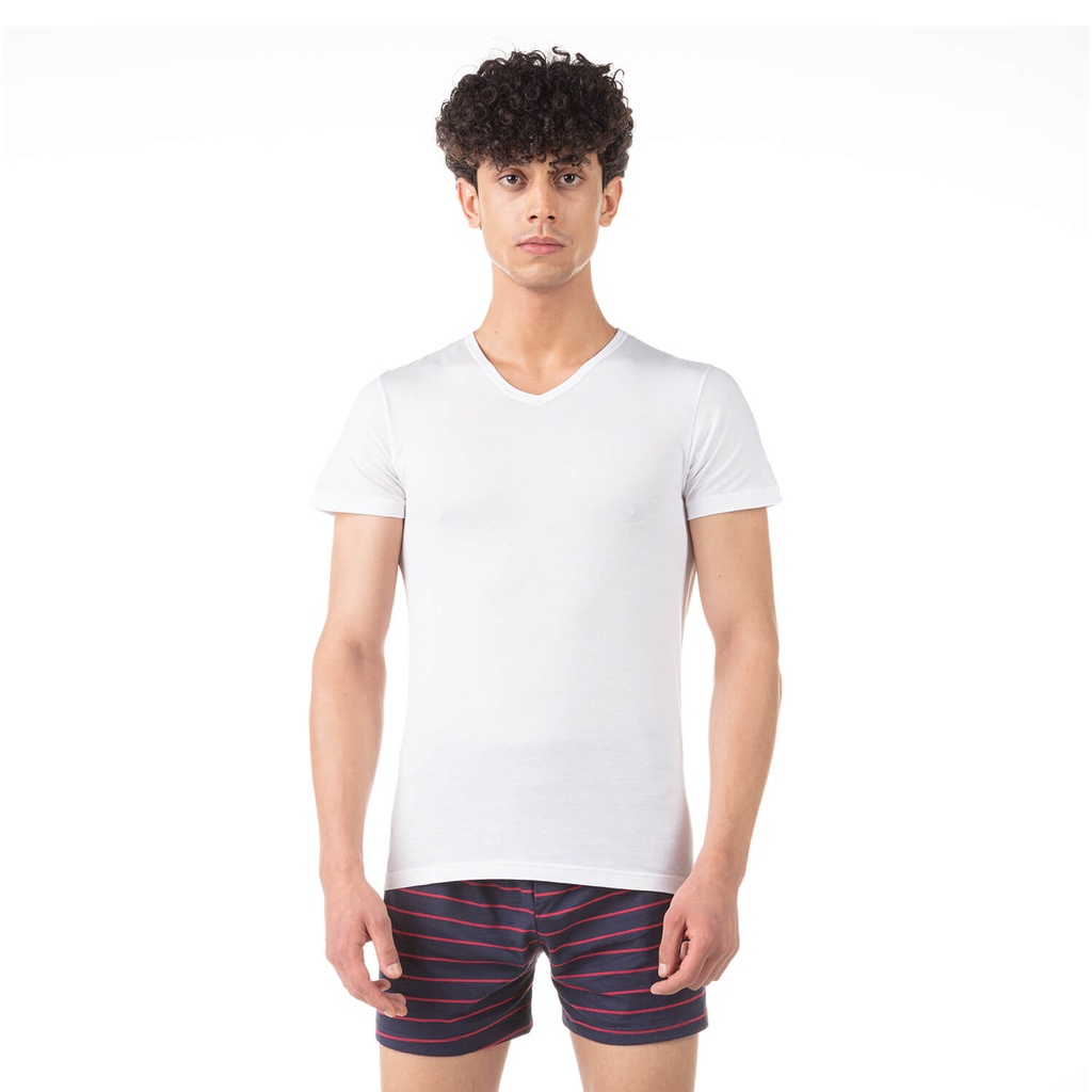 T-shirt homme col V en coton pur