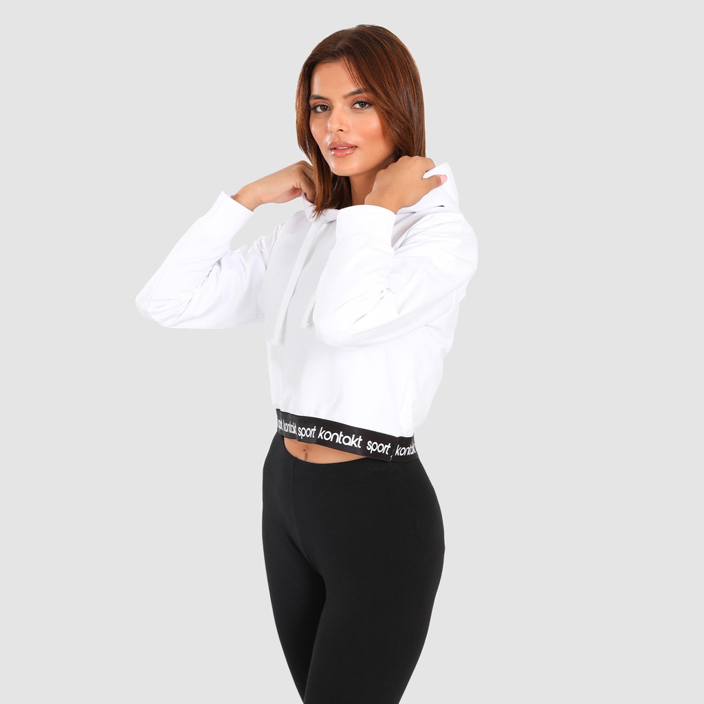 Hoodie crop femme avec élastique