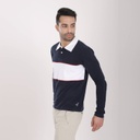 Polo  homme manches longues avec découpe devant et piping