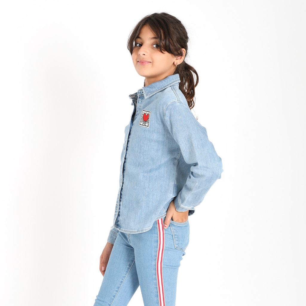 Chemise en jeans fille avec patch