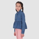 Chemise fille en jeans col claudine