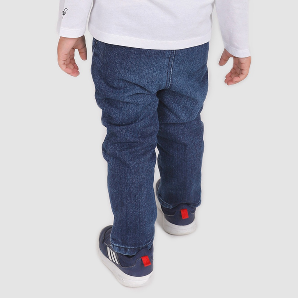 Pantalon en jeans bébé avec ceinture en rib