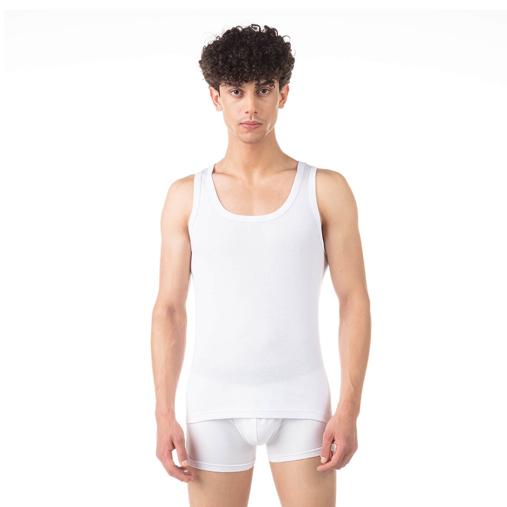 Singlet col bas homme en coton pur