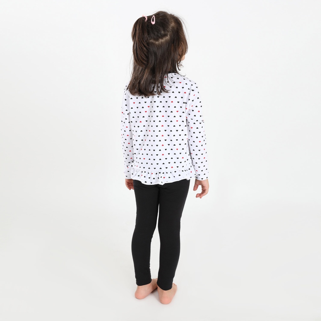 Pyjama fille manches longues avec volant LITTLE CUTIE