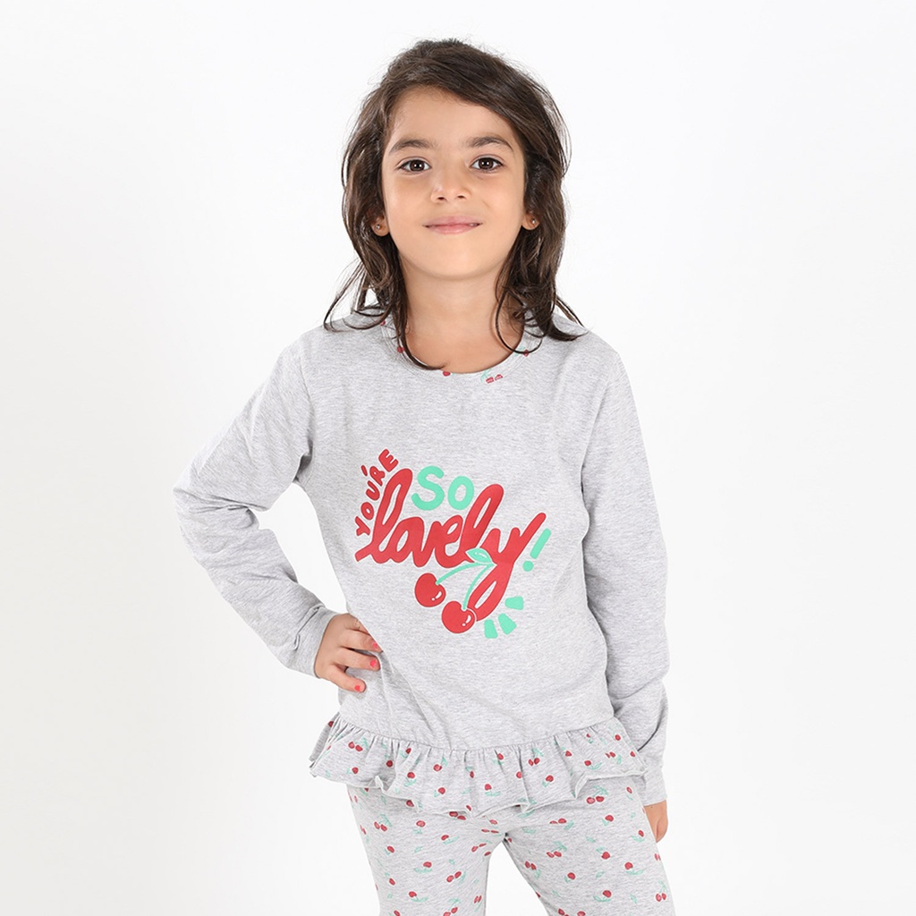 Pyjama fille manches longues avec volant YOU'RE SO LOVELY