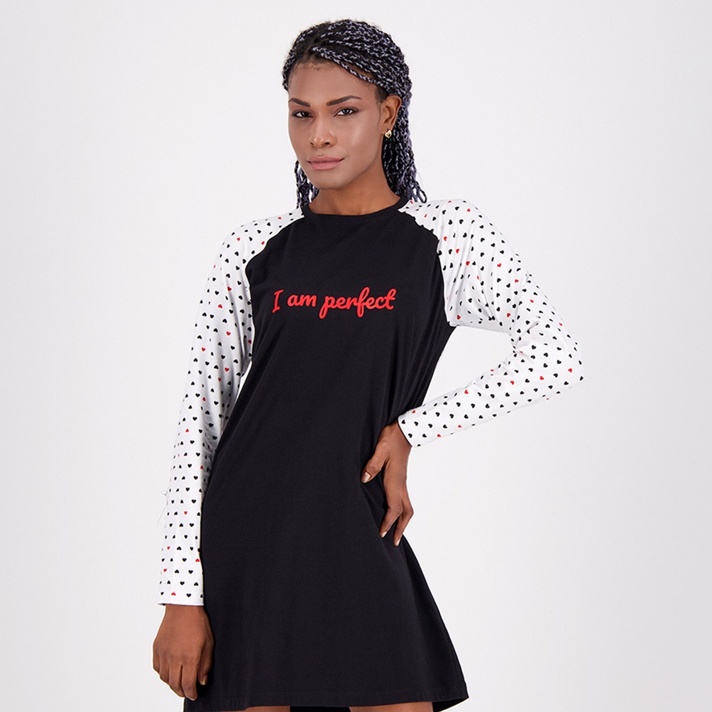 Robe pyjama femme manches longues I'M PERFECT