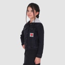 Veste en jeans fille avec capuche amovible et patch