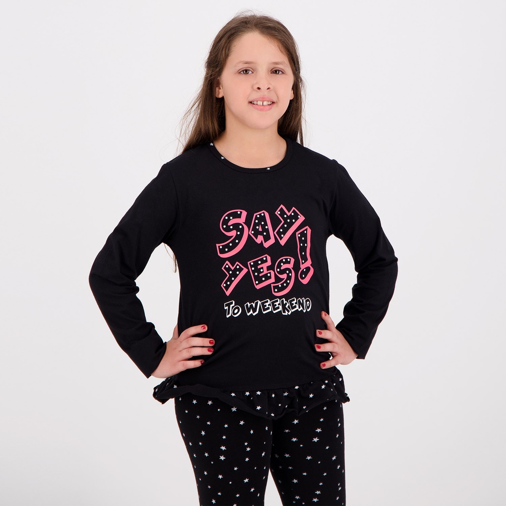 Pyjama fille manches longues avec volant SAY YES