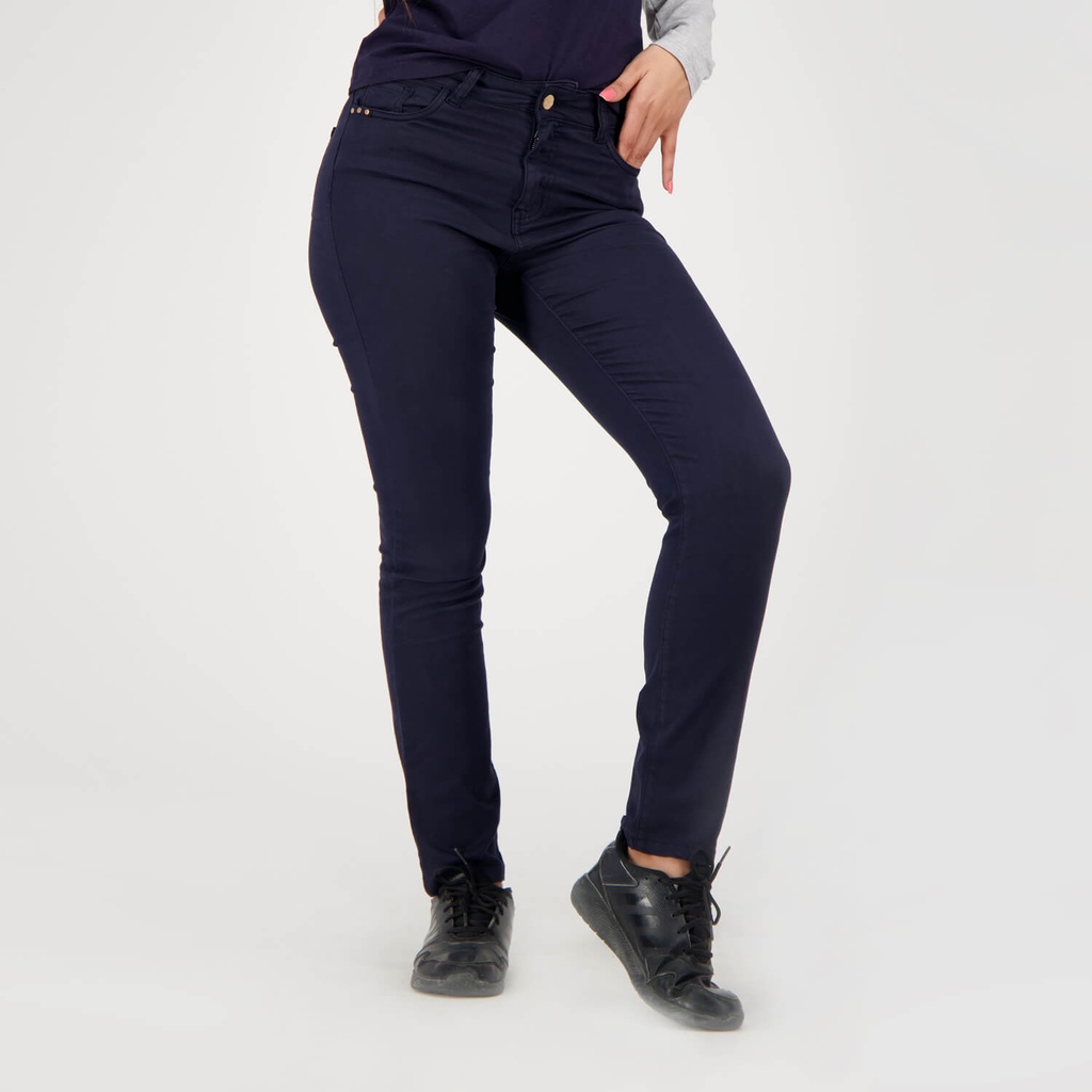 Pantalon slim femme avec strass métallique