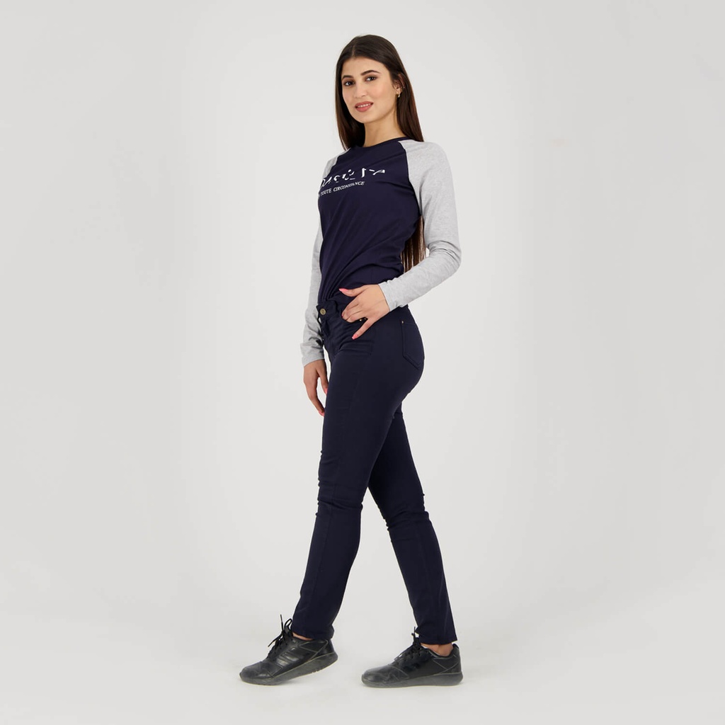 Pantalon slim femme avec strass métallique