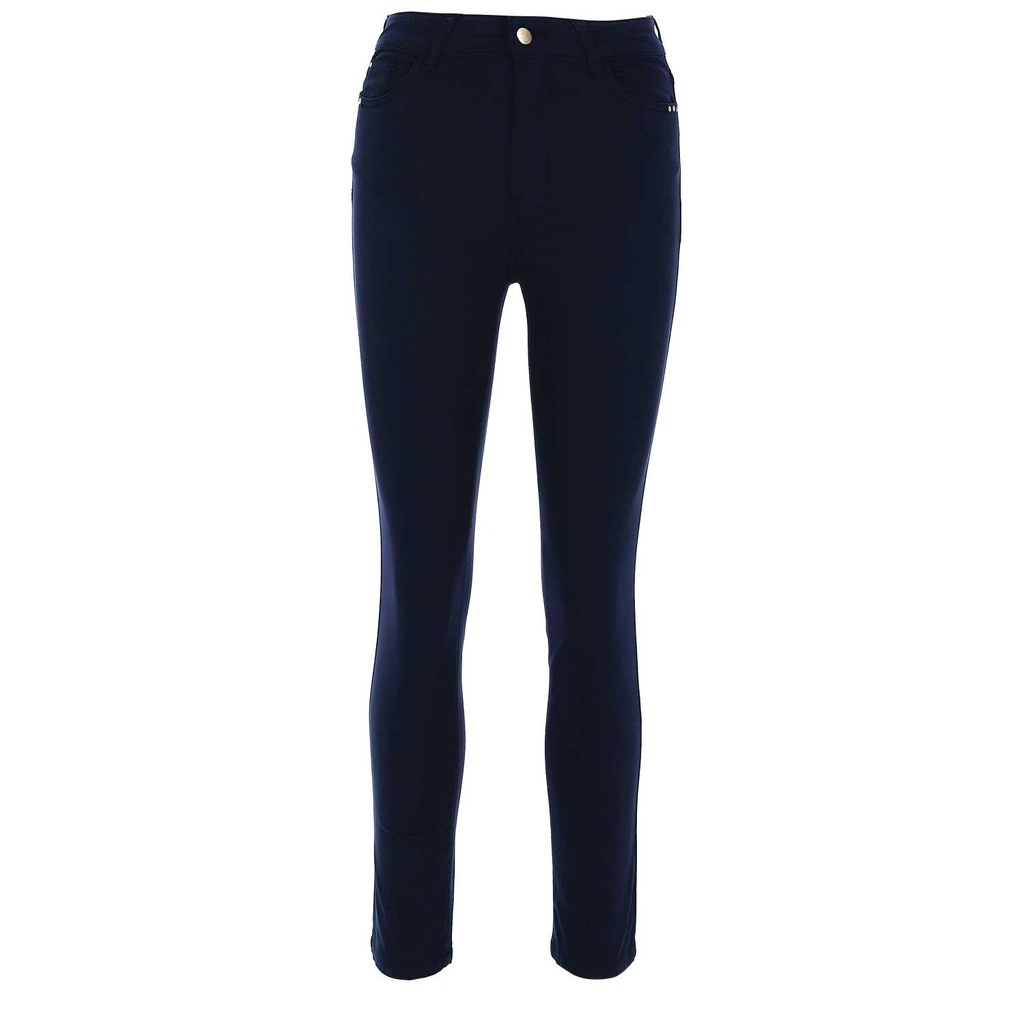 Pantalon slim femme avec strass métallique