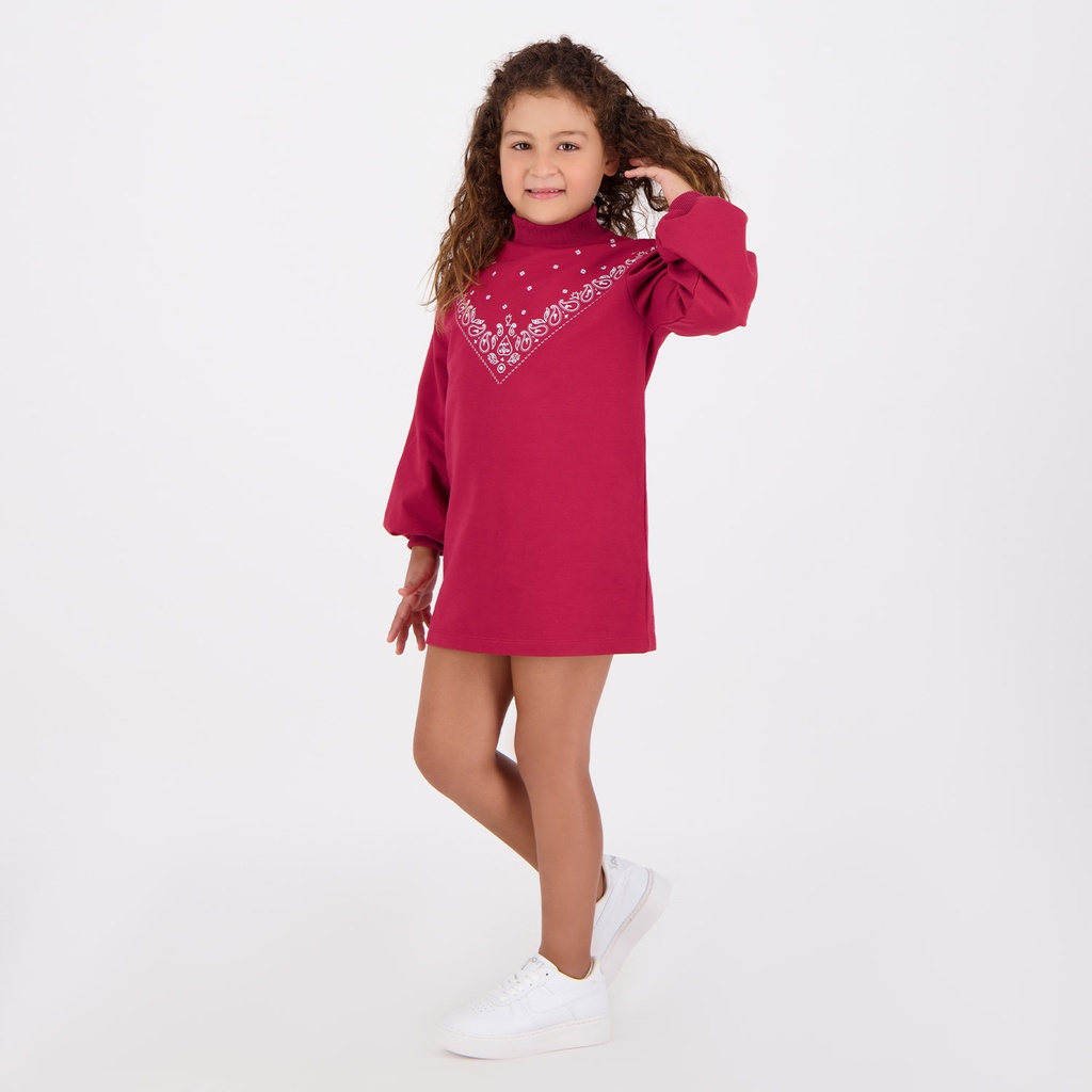 Robe sweat fille col cheminée BANDANA