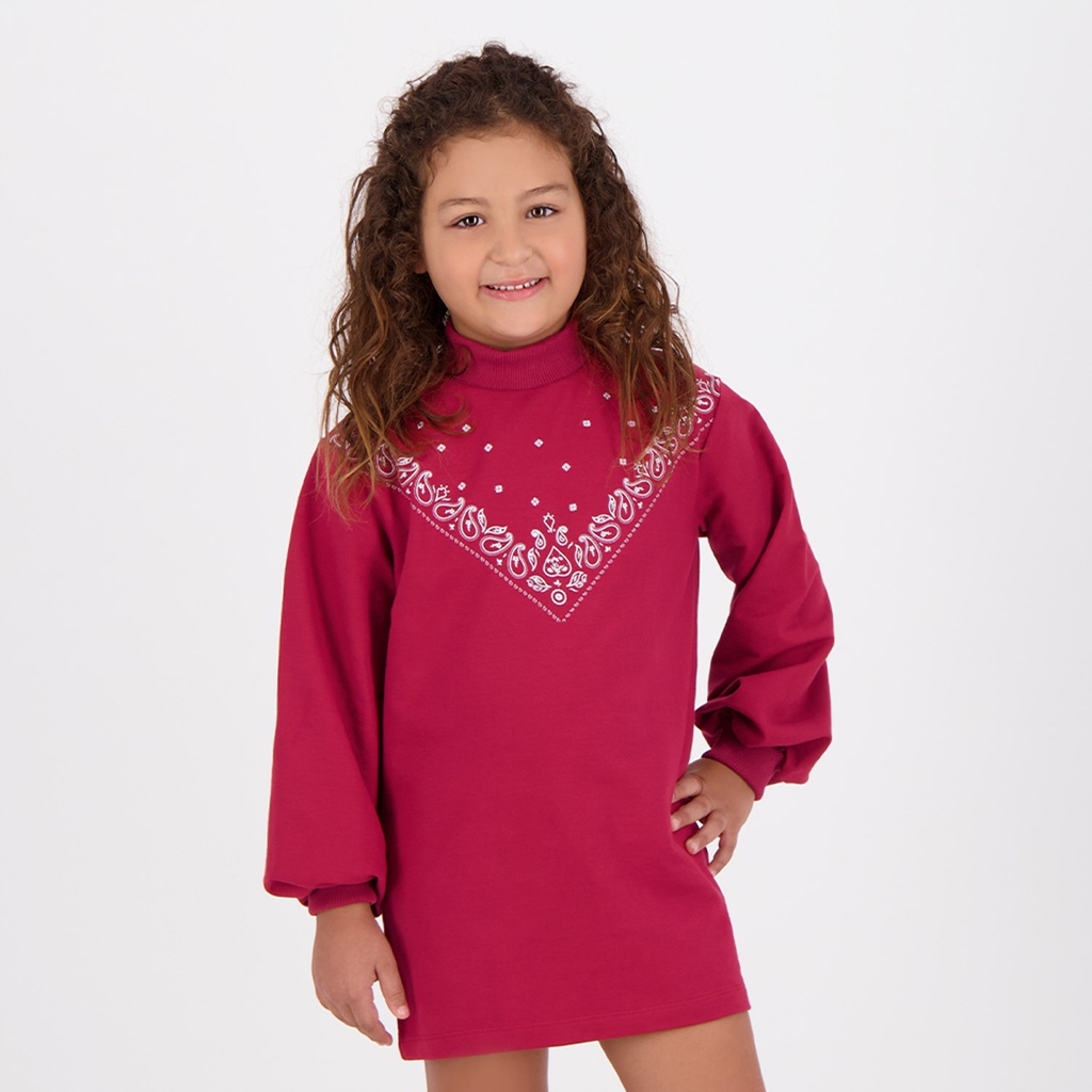 Robe sweat fille col cheminée BANDANA