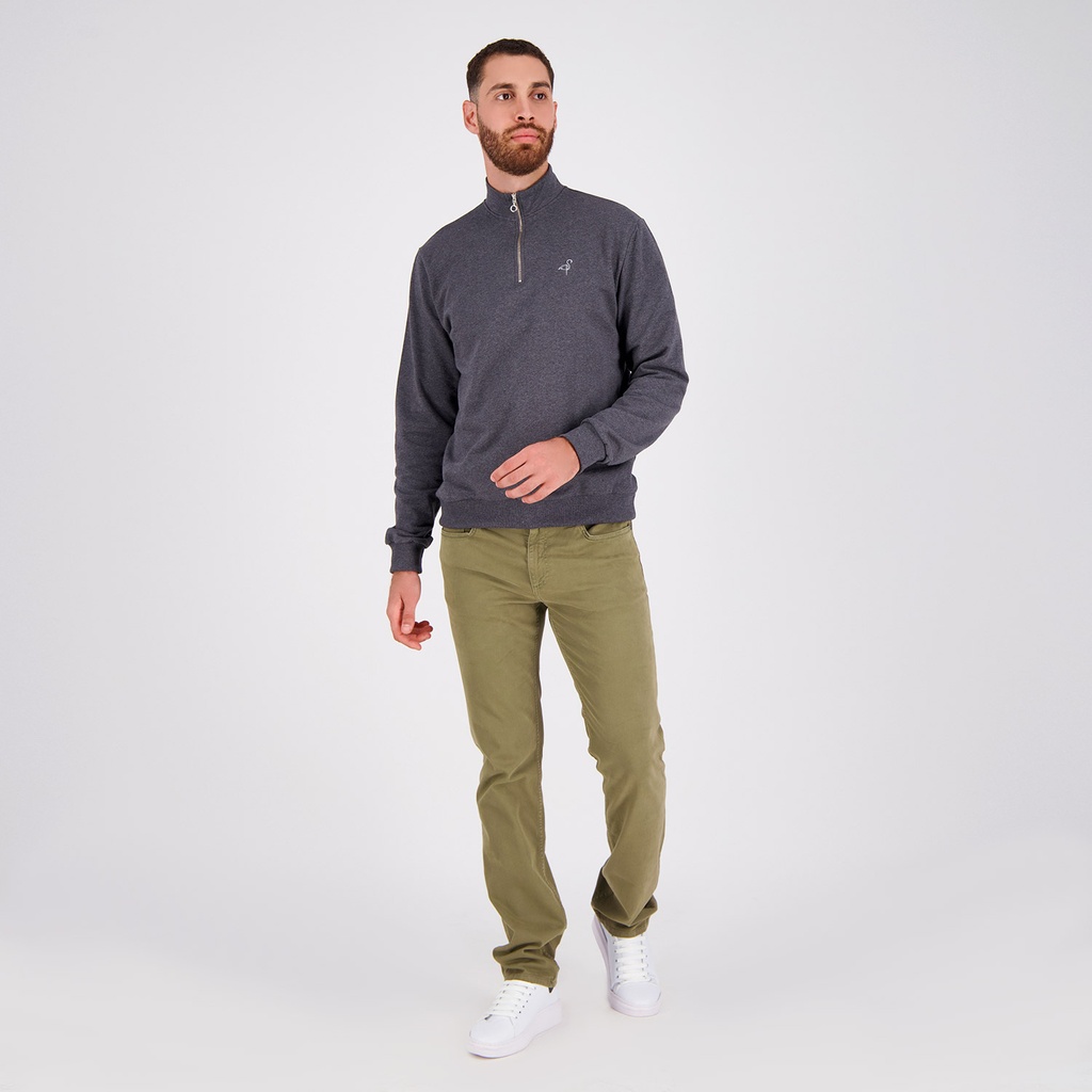 Sweat homme col montant avec zip et broderie