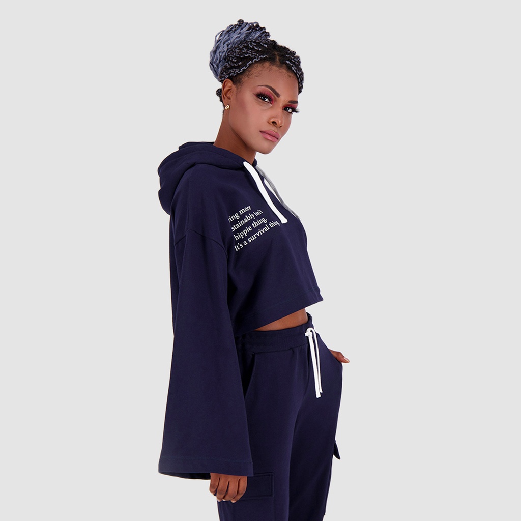 Hoodie crop femme manches larges LIVING MORE SUSTAINABLY