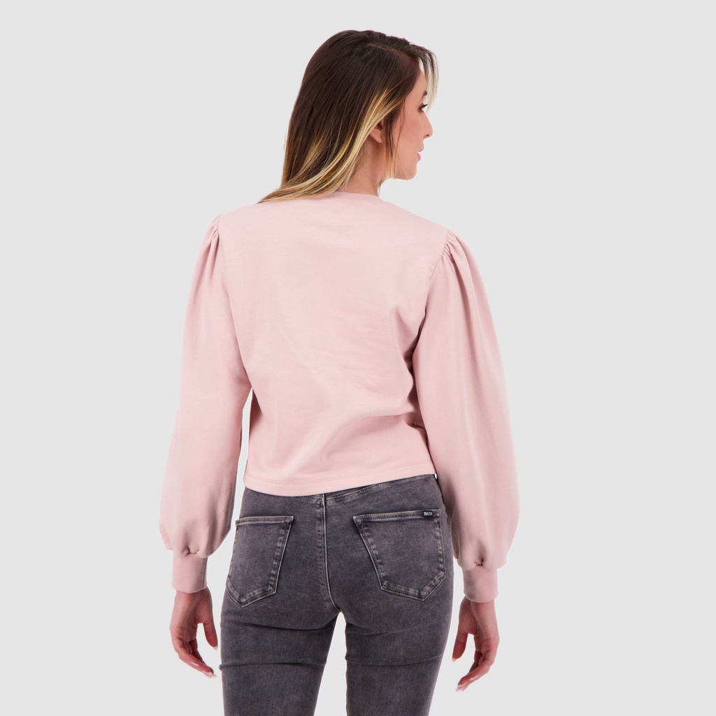 Sweat femme avec manches bouffantes et broderie